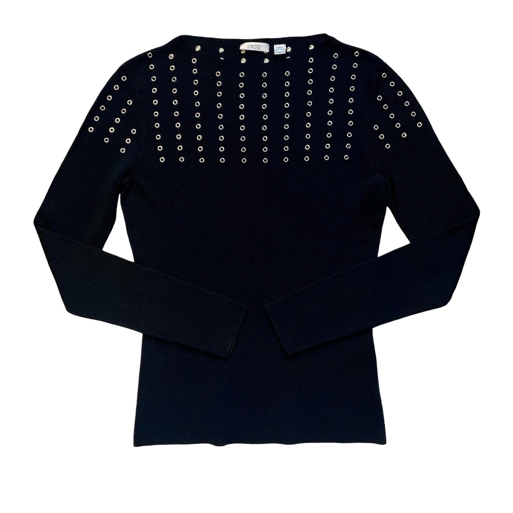 Vintage Cache Black Grommet Eyelet Sweater Top Size Medium